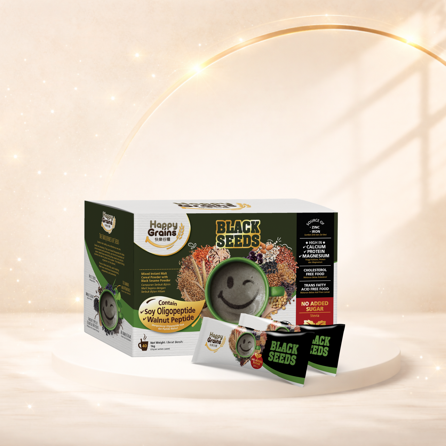 Happy Grains Black Seeds – 40-Sachet Box (FREE 5 Sachets
