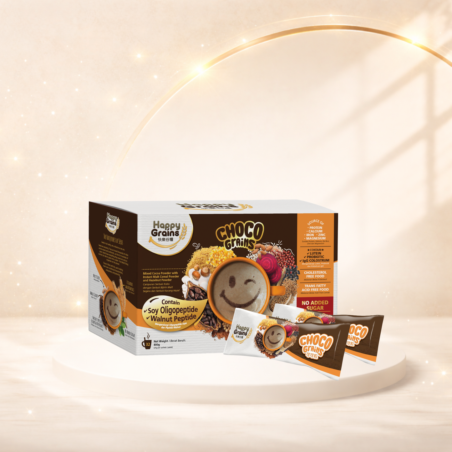 Happy Grains Choco – 32-Sachet Box (FREE 5 Sachets