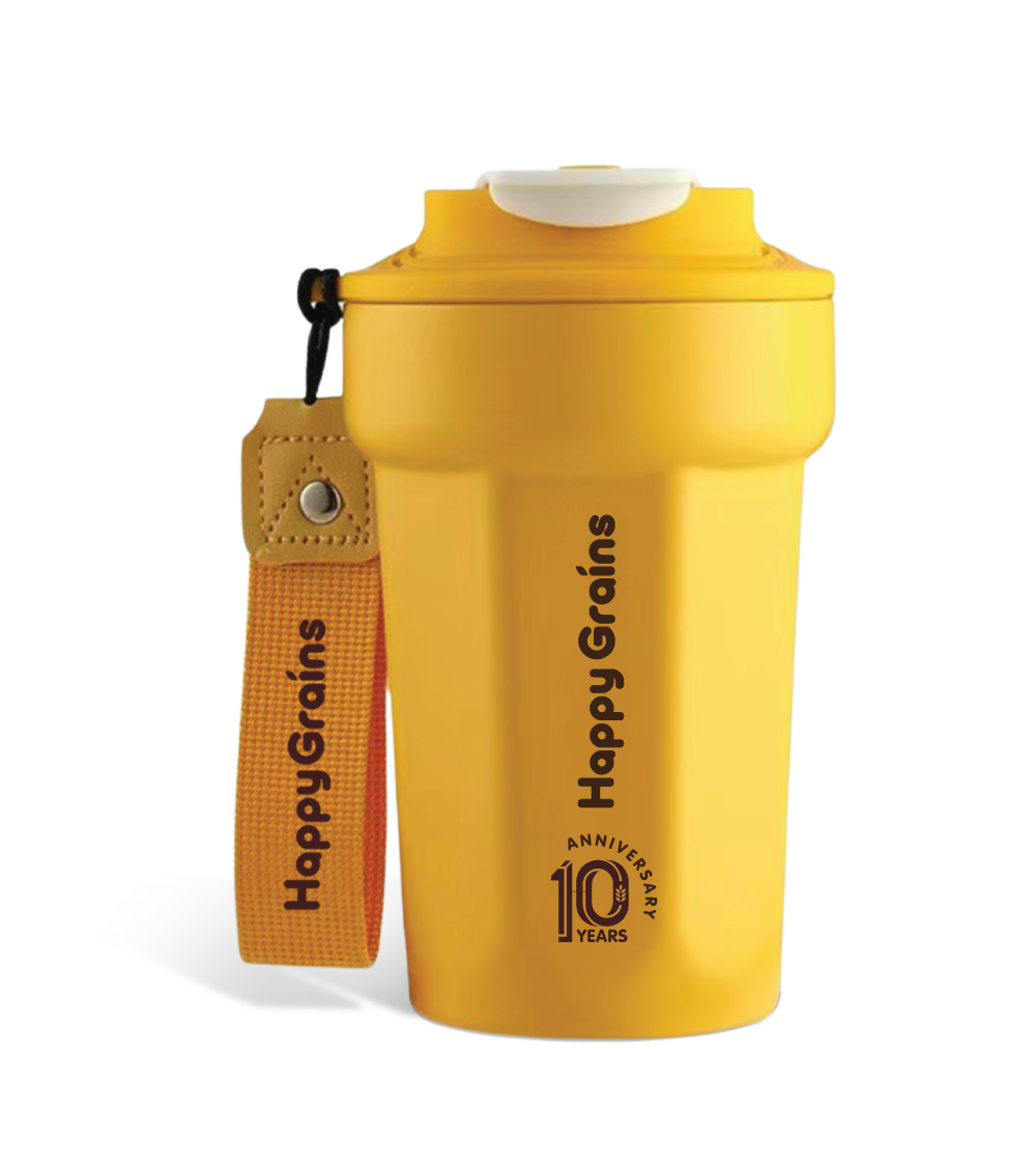 Happy Grains 316 Stainless Steel Tumbler – 350ml (Limited 10th Anniversary Edition)