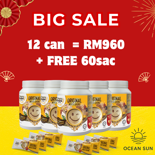 Happy Grains 12-Can Bundle | Free 60 Sachets Promotion exp:8/2027