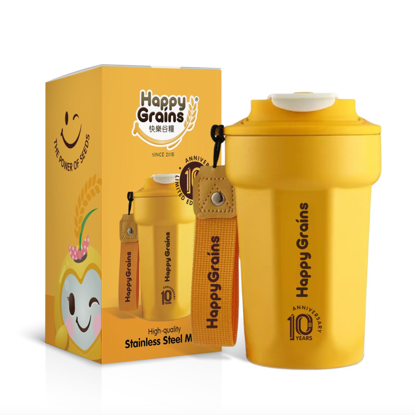 Happy Grains 316 Stainless Steel Tumbler – 350ml (Limited 10th Anniversary Edition)